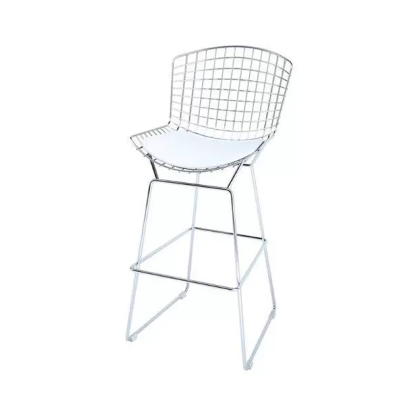 Banqueta Bertoia com assento branco